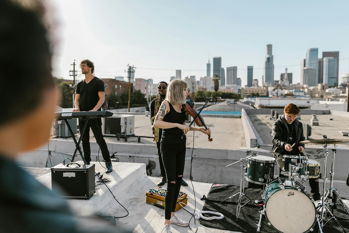 Band session with violin